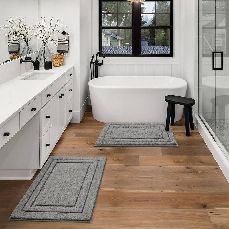 Bathroom Rugs Sets 2 Piece,(20" 32", 16"24", Grey) On Sale Bed
